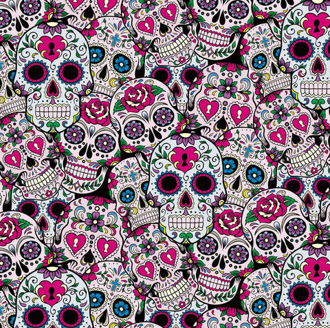 SKL031 - Day of the Dead Black & Pink Sugar Skulls (50cm)