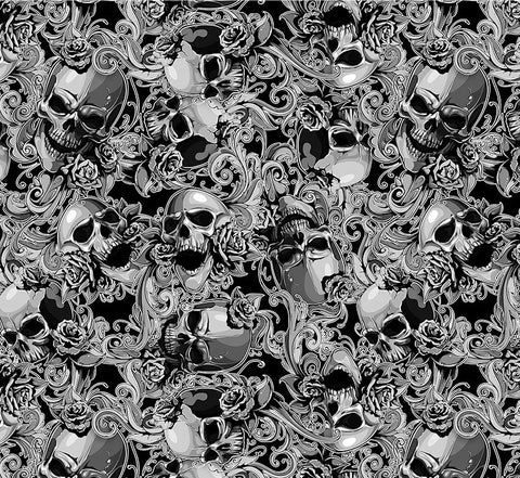 SKL074 - Classy Skulls & Roses (100cm) Hydrographic Film