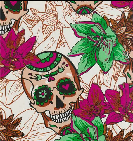 SKL082 - Candy Skulls & Flowers & Clear (50cm)