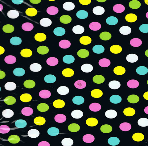 FAB051 - Neon Polka Dots on Black (50cm)