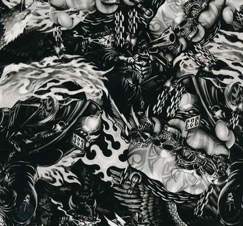 SKL075 - Outlaw Skulls - Black/Clear (100cm) Hydrographic Film