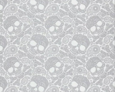 SKL090 - Silver Paisley Skulls (100cm)