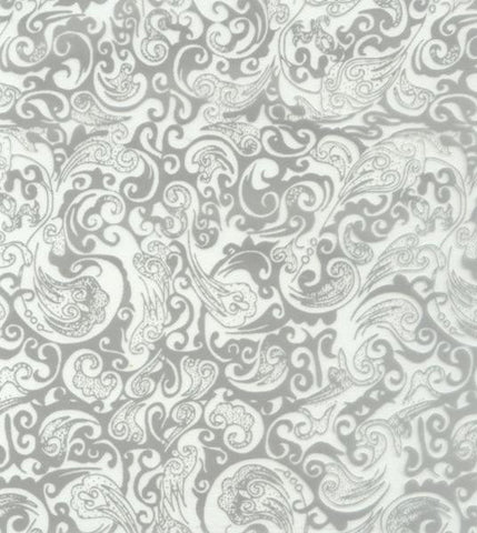 FAB062 - Silver Ornate Paisley (100cm)