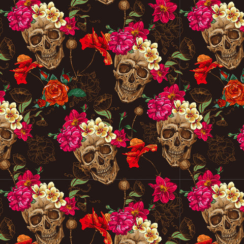 SKL054 - Colorful Skulls & Roses (100cm)